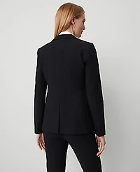 Ann Taylor The Long Single Button Blazer Bi-Stretch Black Women's