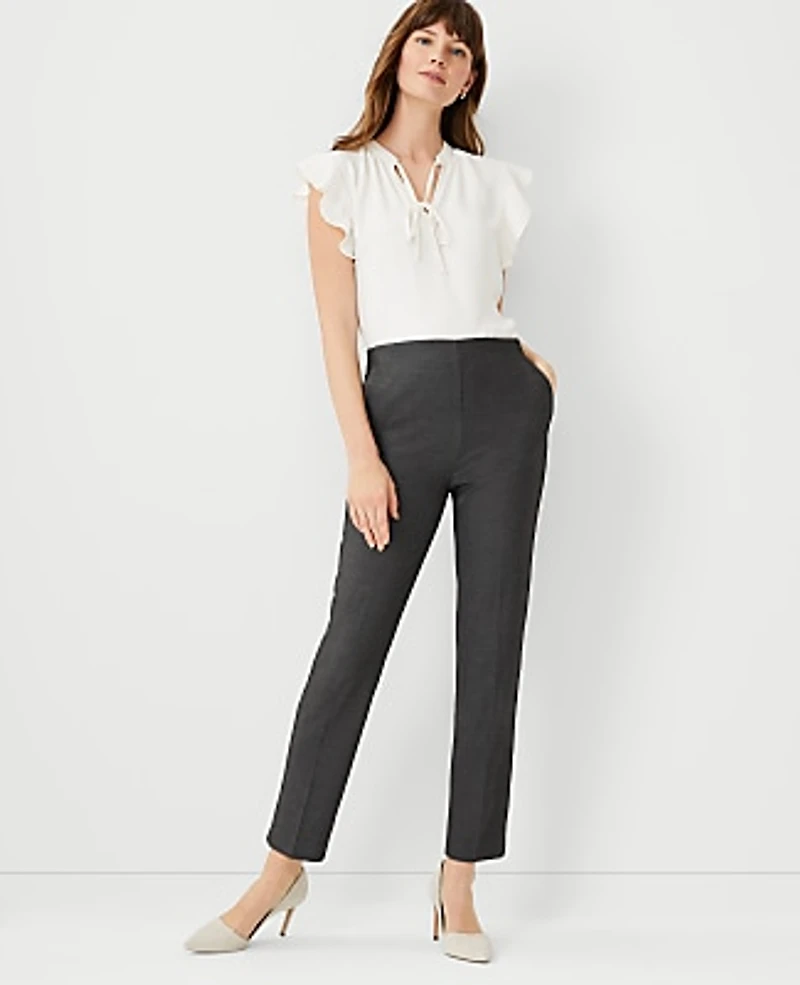 Ann Taylor The Side Zip Ankle Pant Bi-Stretch Dark Grey Women's