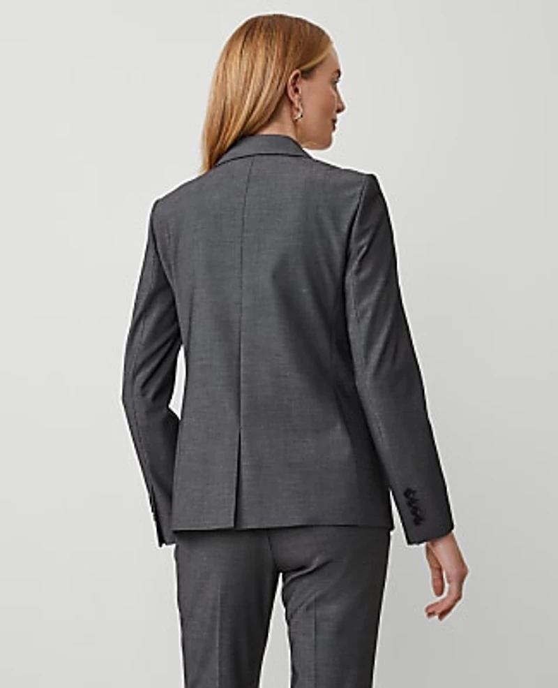 Ann Taylor The Petite Long Single Button Blazer Bi-Stretch Dark Grey Women's