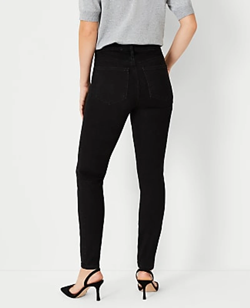 Ann Taylor Mid Rise Skinny Jeans in Jet Black Wash - Curvy Fit Size 00 Women's