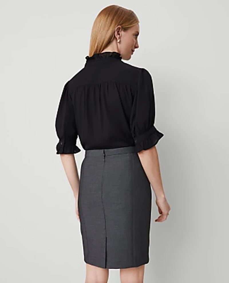 Ann Taylor The Petite Pencil Skirt Bi-Stretch Dark Grey Women's
