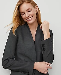 Ann Taylor The Petite Cutaway Blazer in Bi-Stretch Size 16 Dark Grey Women's