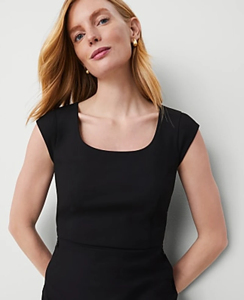 Ann Taylor The Scoop Neck Dress Bi-Stretch Black Women's