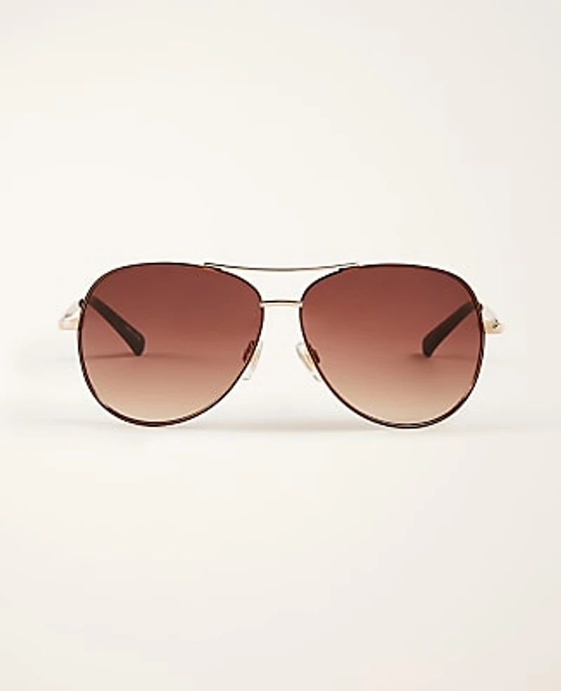 Ann Taylor Aviator Sunglasses Gold Women's