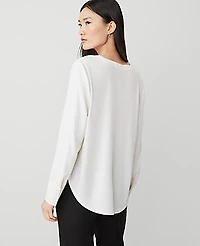 Ann Taylor Mixed Media Pleat Front Top Women's