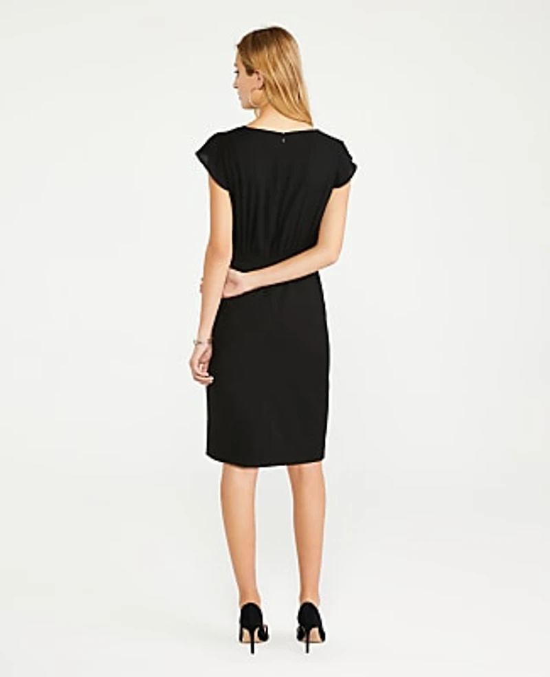 Ann Taylor The Petite Flutter Sleeve Sheath Dress Seasonless Stretch Core Black Women's