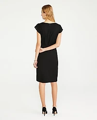 Ann Taylor The Petite Flutter Sleeve Sheath Dress Seasonless Stretch Core Black Women's