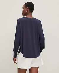 Ann Taylor Mixed Media Pleat Front Top Women's