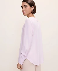 Ann Taylor Petite Mixed Media Pleat Front Top Women's