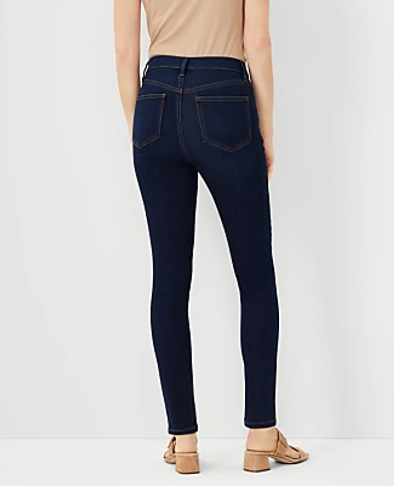 Ann Taylor Petite Curvy Sculpting Pocket Highest Rise Skinny Jeans in Classic Dark Indigo Wash Size 00 Women's