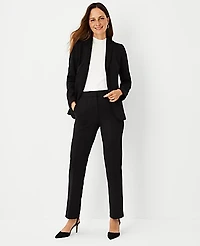 Ann Taylor The Pintucked Straight Leg Pant Double Knit Black Women's
