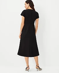 Ann Taylor The Petite Midi Flare Dress in Double Knit Size 0 Black Women's