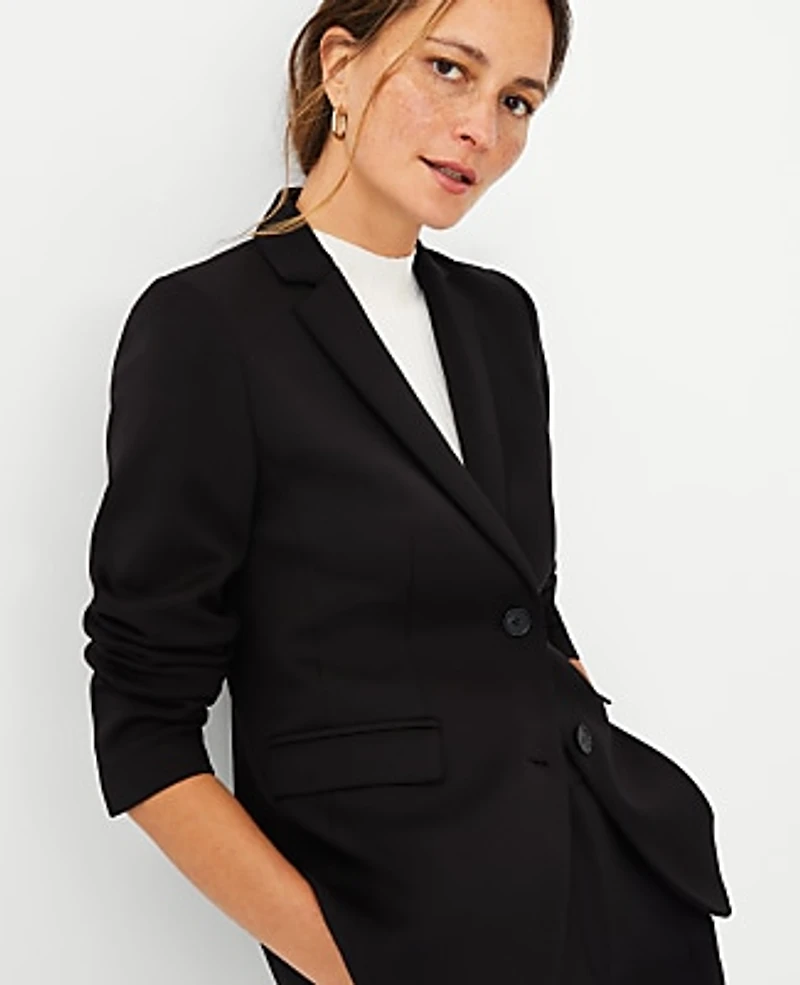 Ann Taylor The Two Button Blazer in Double Knit Size 0 Black Women's
