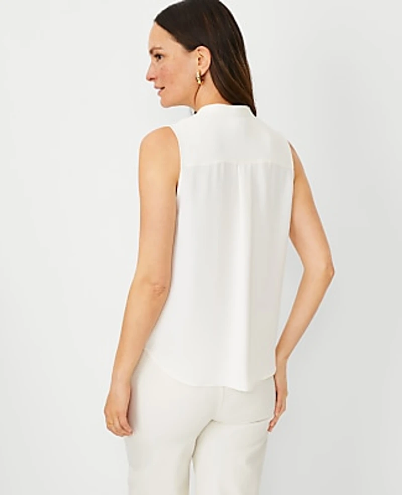 Ann Taylor Sleeveless Camp Shirt Winter White Women's