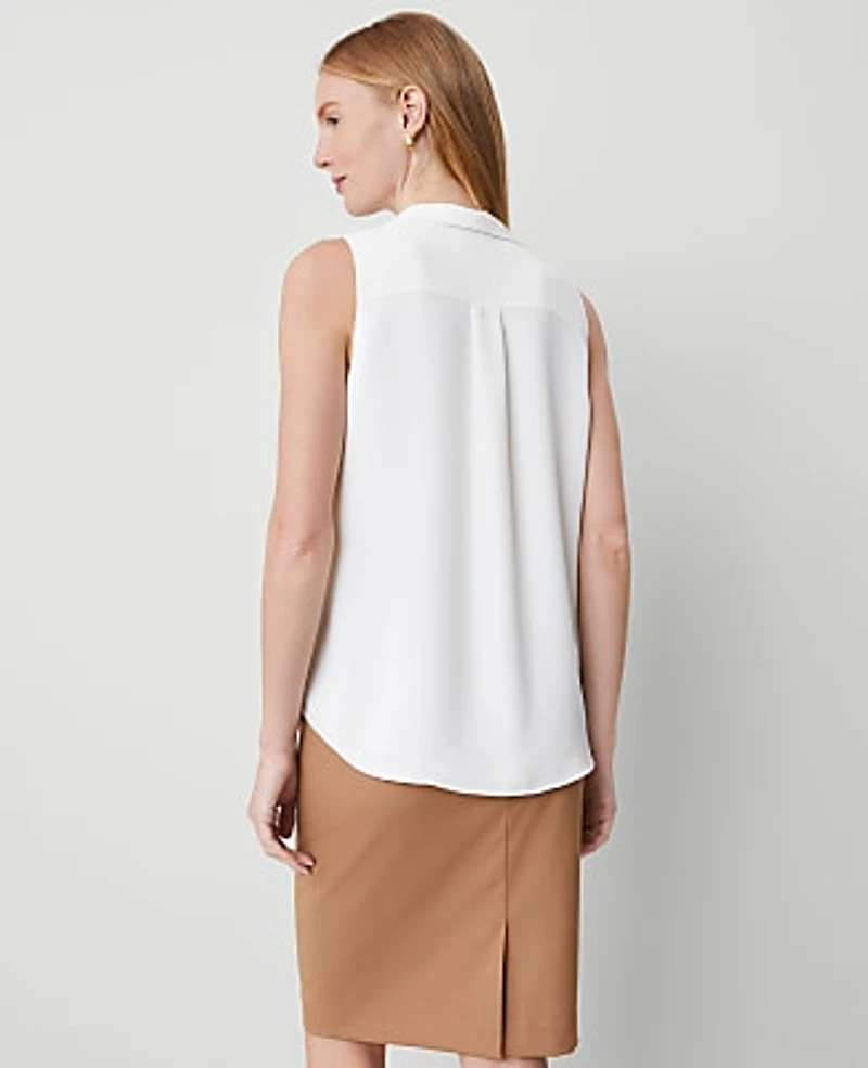 Ann Taylor Bow Neck Shell Top Winter White Women's