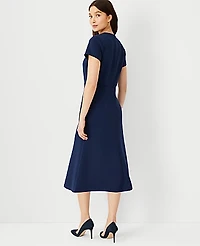 Ann Taylor The Petite Midi Flare Dress in Double Knit Size 00 Pure Sapphire Women's