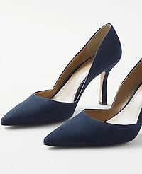 Ann Taylor Azra Suede Pump Shoes True Navy Women's