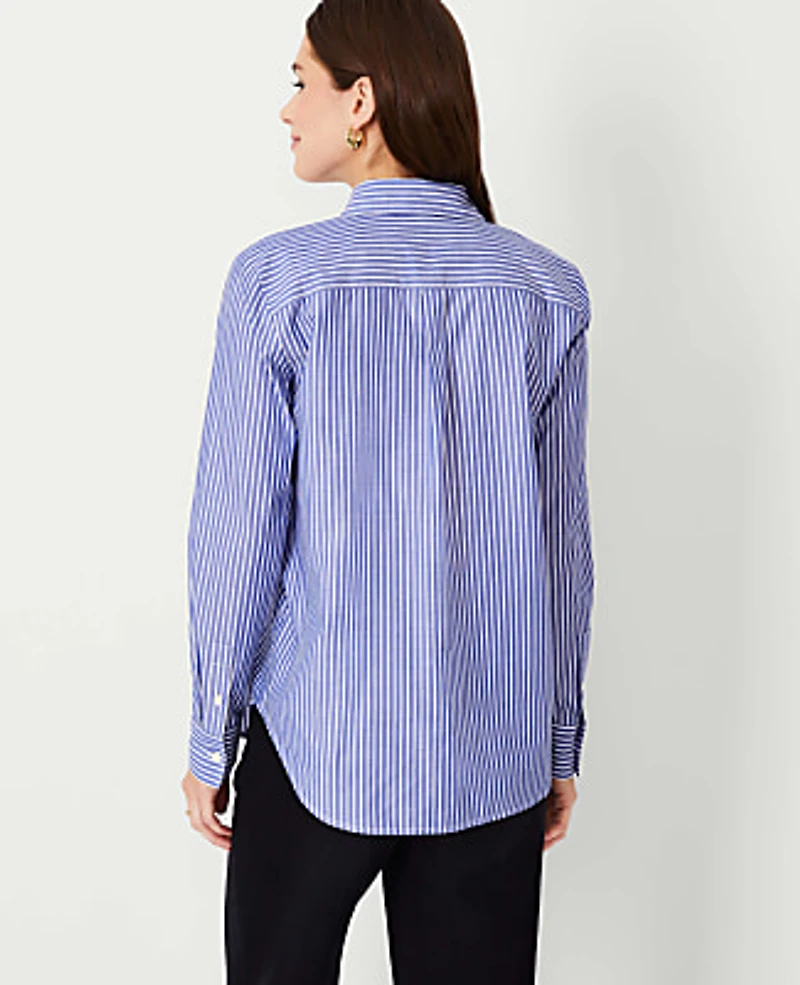 Ann Taylor Striped Relaxed Perfect Shirt Blue Stripe Women's