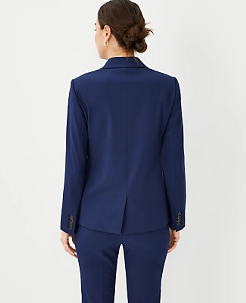 Ann Taylor The Long Single Button Blazer Bi-Stretch Pure Sapphire Women's
