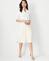 Ann Taylor The Flare Skirt Fluid Crepe Ivory Whisper Women's