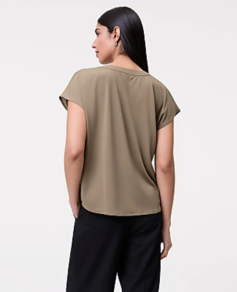 Ann Taylor Mixed Media Pleat Front Top Women's
