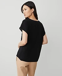 Ann Taylor Mixed Media Pleat Front Top Women's