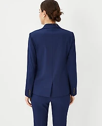 Ann Taylor The Petite Long Single Button Blazer Bi-Stretch Pure Sapphire Women's