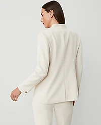 Ann Taylor The Petite Long Collarless Blazer Fluid Crepe Women's