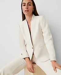 Ann Taylor The Petite Long Collarless Blazer Fluid Crepe Women's