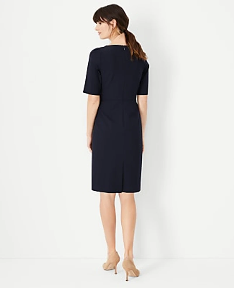 Ann Taylor The Elbow Sleeve Square Neck Dress Seasonless Stretch Women's