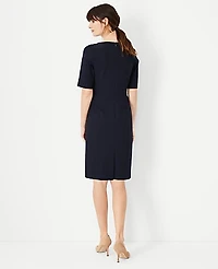 Ann Taylor The Elbow Sleeve Square Neck Dress Seasonless Stretch Women's