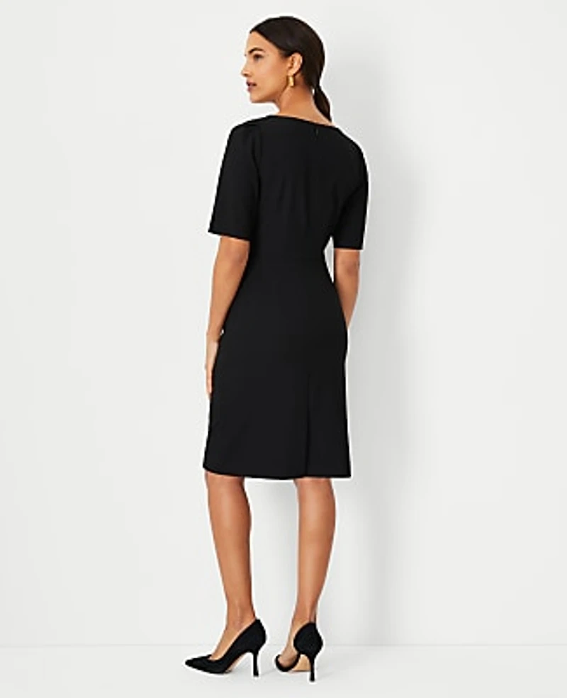 Ann Taylor The Elbow Sleeve Square Neck Dress Seasonless Stretch Women's