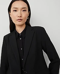 Ann Taylor The Petite Notched Single Button Blazer Seasonless Stretch Women's