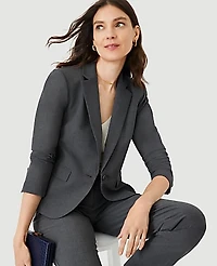Ann Taylor The Tall Notched Single Button Blazer in Seasonless Stretch Size 2 Modern Charcoal Women's