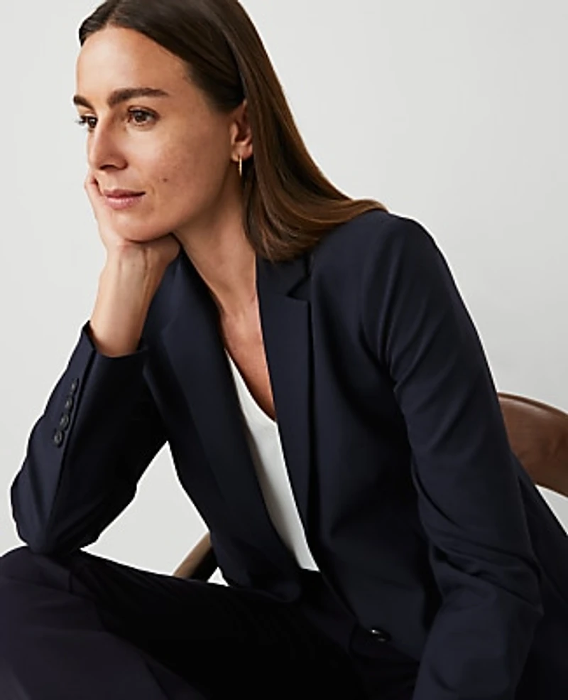 Ann Taylor The Tall Notched Single Button Blazer Seasonless Stretch Women's