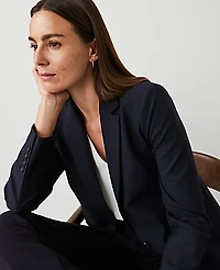 Ann Taylor The Tall Notched Single Button Blazer Seasonless Stretch Women's