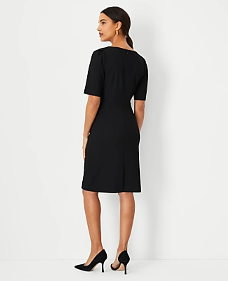 Ann Taylor The Petite Elbow Sleeve Square Neck Dress Seasonless Stretch Women's