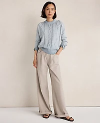 Ann Taylor Haven Well Within Cotton Cable Knit Gradient Dye Sweater Aqua Breeze Women's