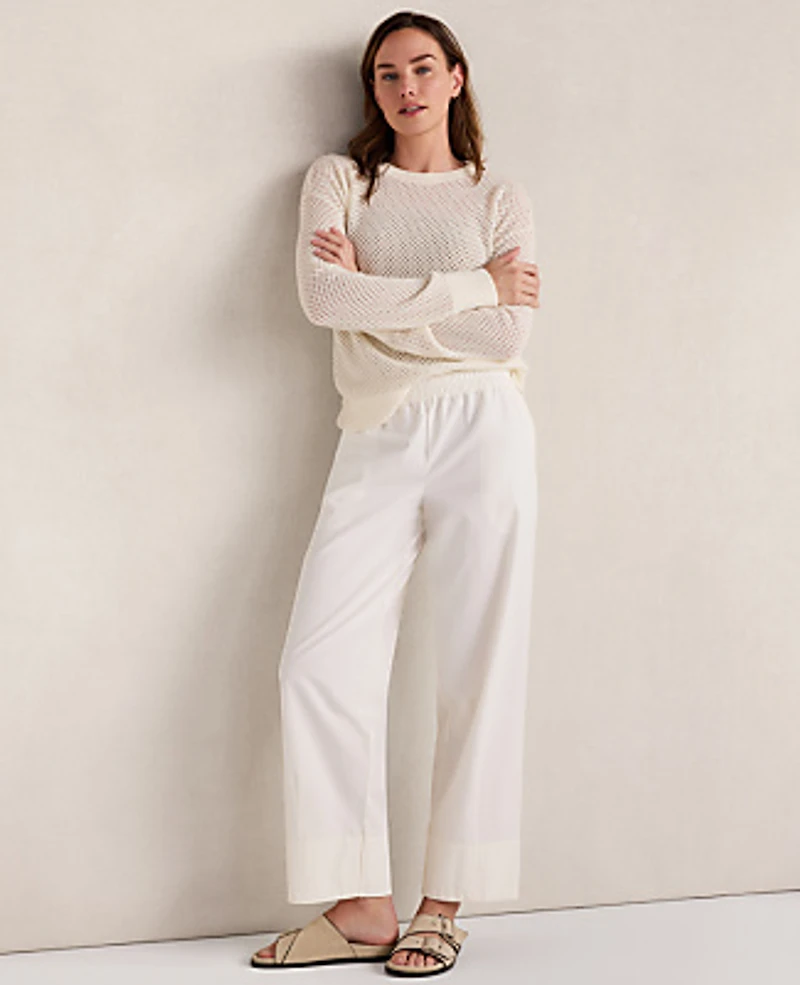 Ann Taylor Haven Well Within Cashmere Pointelle Crewneck Sweater Ivory Women's