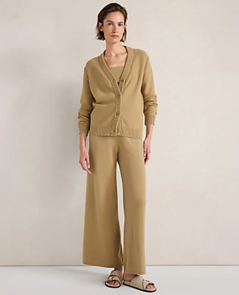Ann Taylor Haven Well Within Organic Cotton V-Neck Cardigan Truffle Women's