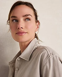 Ann Taylor Haven Well Within The Daily Shirt Cotton Denim Ecru Ash Women's