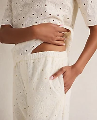 Ann Taylor Haven Well Within Organic Cotton Eyelet Pants Ivory Women's
