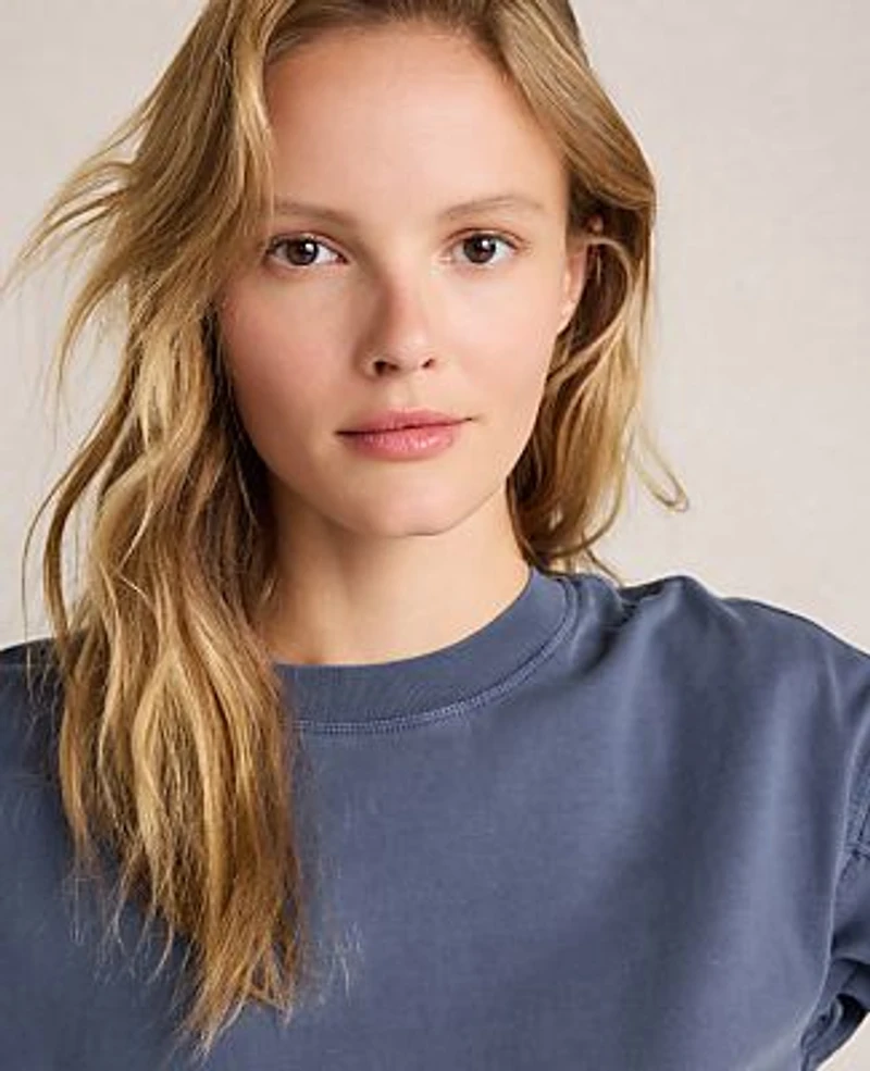 Ann Taylor Haven Well Within Garment-Dyed Organic Cotton Jersey Pullover North Sea Blue Women's