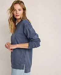 Ann Taylor Haven Well Within Garment-Dyed Organic Cotton Jersey Pullover North Sea Blue Women's