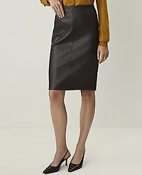 Ann Taylor Petite Pencil Skirt Faux Leather Pure Chocolate Women's
