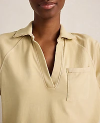 Ann Taylor Haven Well Within Garment-Dyed Organic Cotton Jersey Johnny Collar Top Cortado Women's