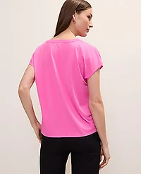 Ann Taylor Petite Mixed Media Pleat Front Top Women's