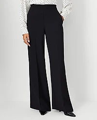Ann Taylor The Side Zip Wide-Leg Pant Fluid Crepe Black Women's