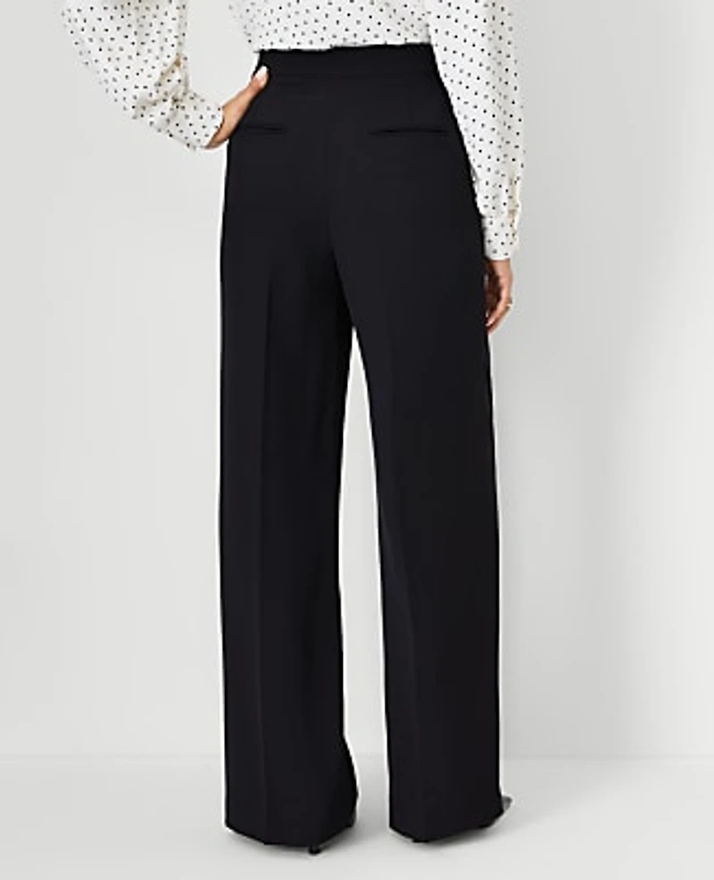 Ann Taylor The Petite Side Zip Wide-Leg Pant Fluid Crepe Black Women's