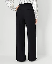 Ann Taylor The Petite Side Zip Wide-Leg Pant Fluid Crepe Black Women's